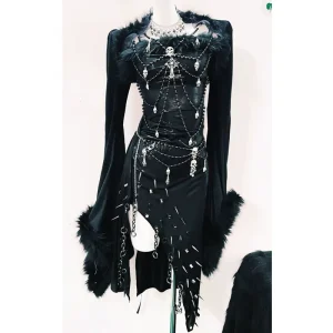 Gothic dress skull dress y2k dress Harajuku dress Unique dress Sexy dress cross dress vintage dress gothic clothes y2k fashion