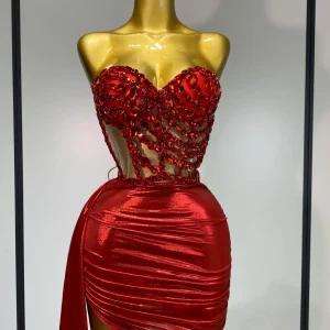 Sparkly Diamonds Two Piece Set Sexy Strapless Backless Women's Outfit Evening Party Nightclub Stage Performance Dance Costume